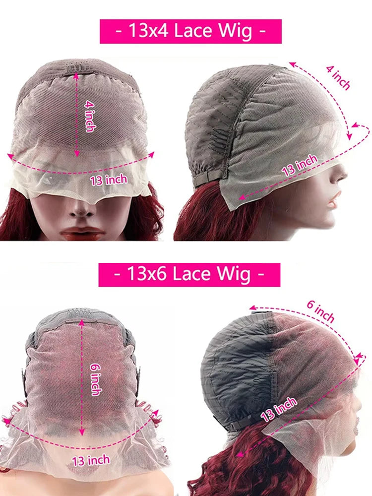 Body Wave Wig Burgundy 99J Lace Front Wig