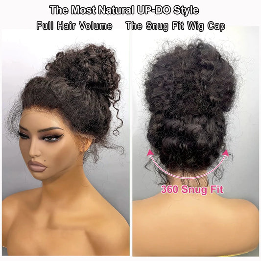Invisible Strap 360 HD Full Lace Glueless Wig Deep Wave Frontal Wig