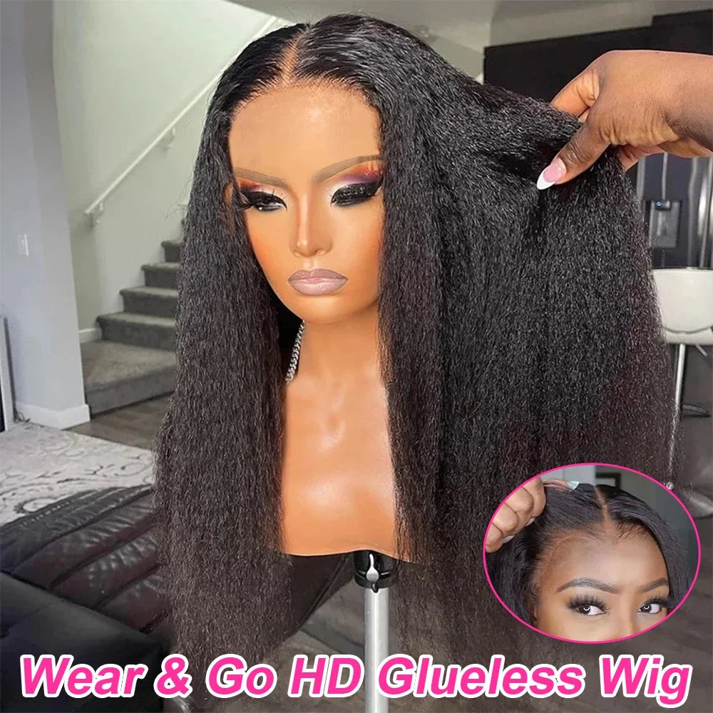Kinky Straight Glueless Wig Ready To Wear And Go