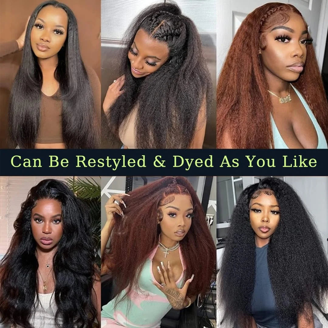 Kinky Straight Glueless Wig Ready To Wear And Go