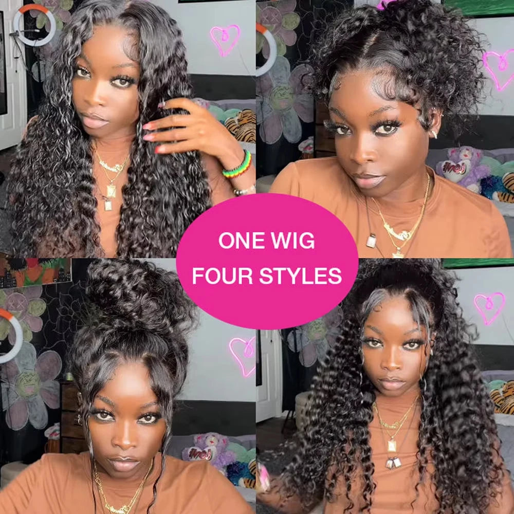 Invisible Strap 360 HD Full Lace Glueless Wig Deep Wave Frontal Wig
