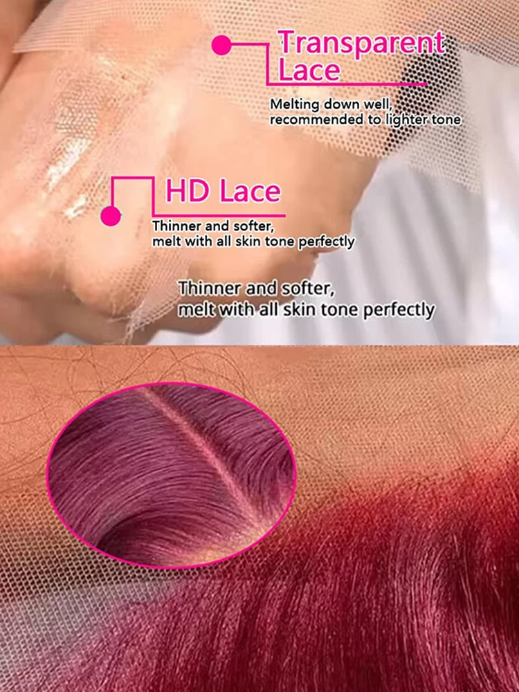 Body Wave Wig Burgundy 99J Lace Front Wig