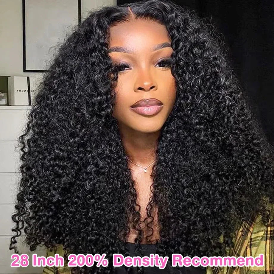 Kinky Curly Wigs Lace Frontal Wig Glueless Human Hair