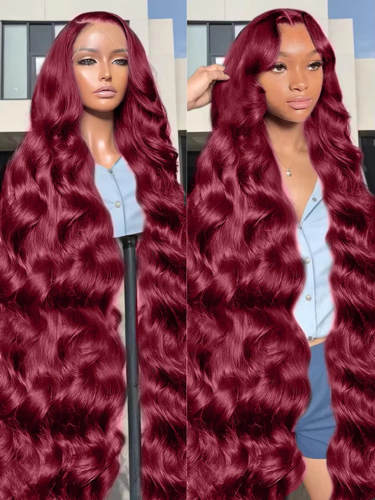 Body Wave Wig Burgundy 99J Lace Front Wig