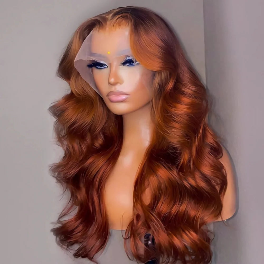 Reddish Brown Body Wave Lace Frontal Human Hair Wigs