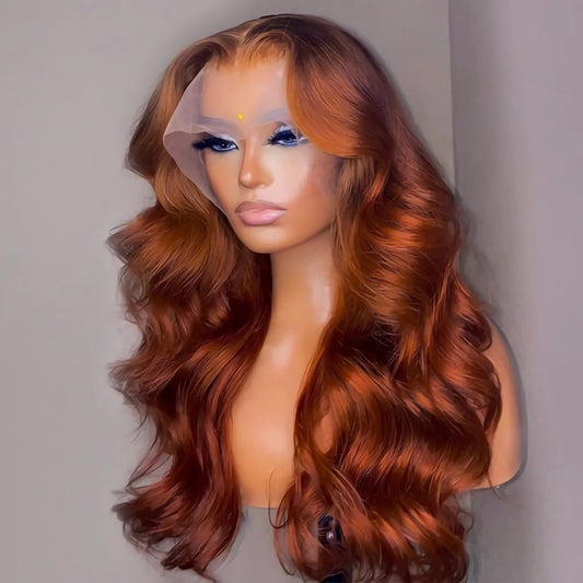 Reddish Brown Body Wave Lace Frontal Human Hair Wigs