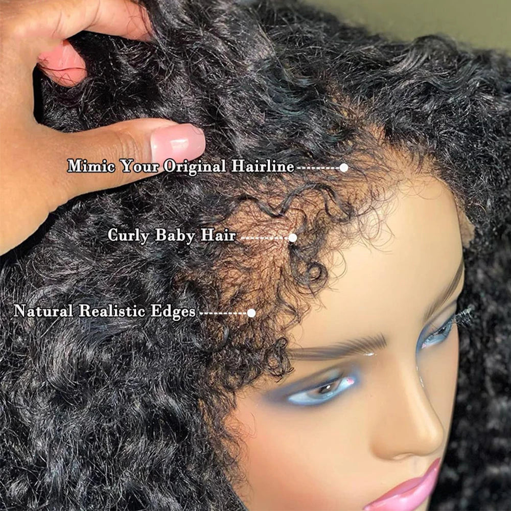 Short Bob Kinky Curly Human Hair Frontal Wig