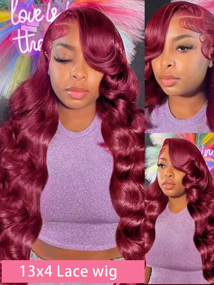 Body Wave Wig Burgundy 99J Lace Front Wig