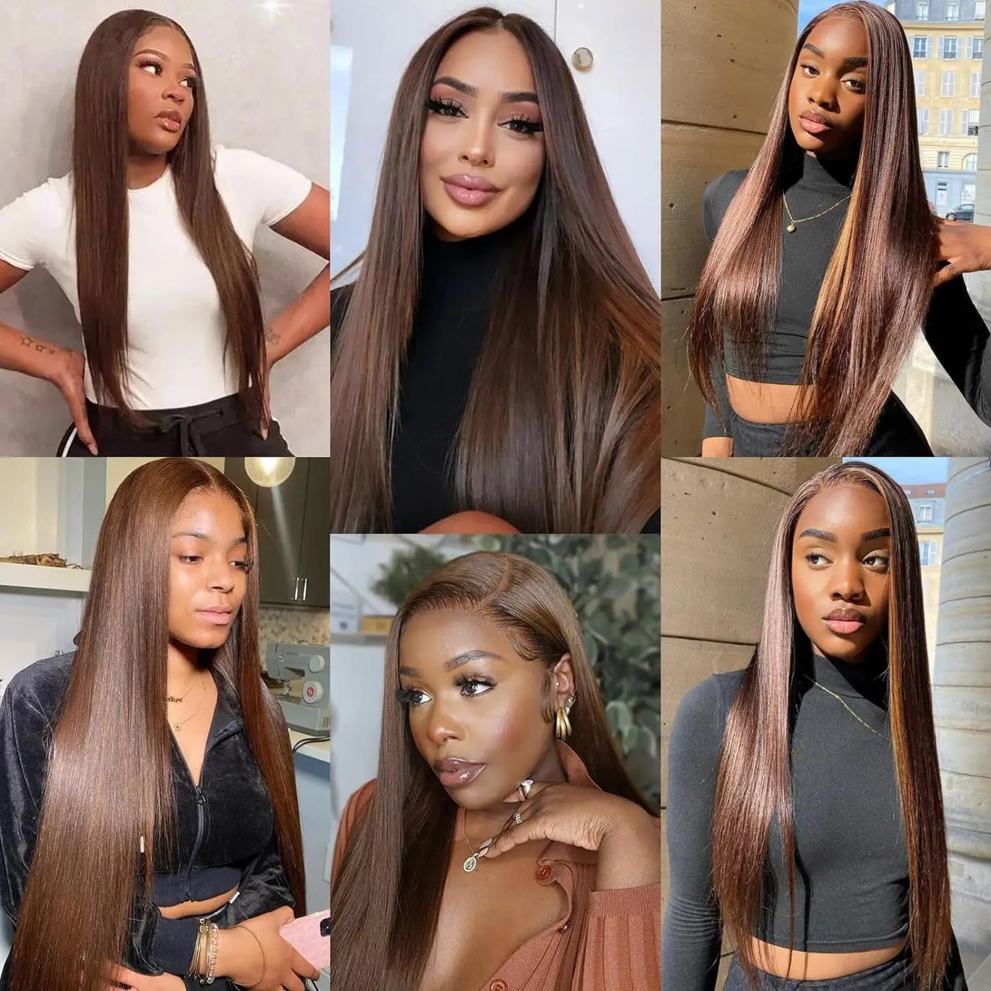 13x4 Chocolate Brown Straight Lace Front Wigs Human Hair