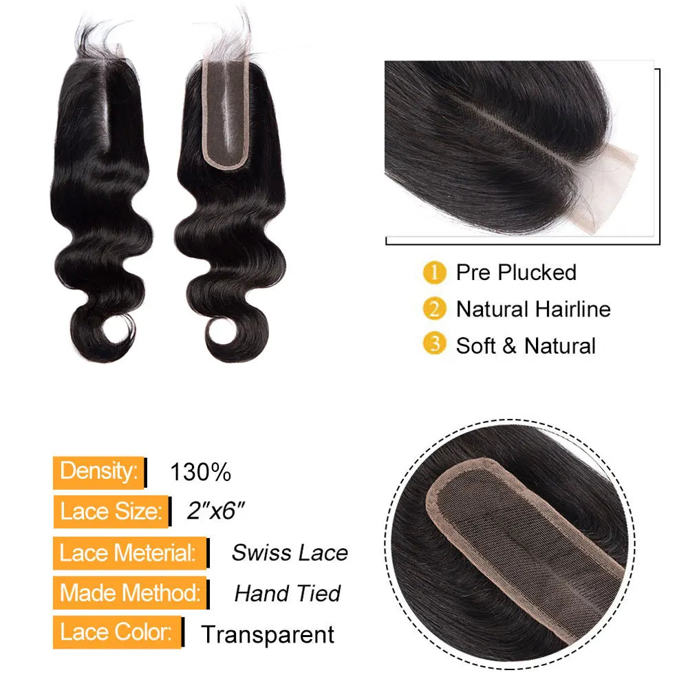 Body Wave Closure Human Hair Preplucked Body Wave Human Hair Closure Transparent