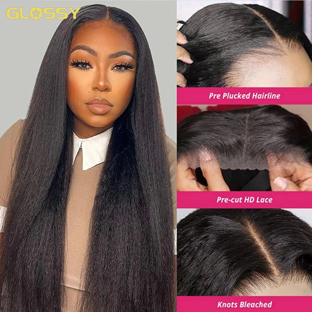 Kinky Straight Glueless Wig Ready To Wear And Go
