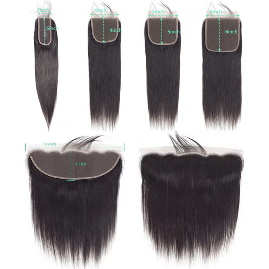 Straight Closure Human Hair Ear To Ear Transparent Frontal Lace