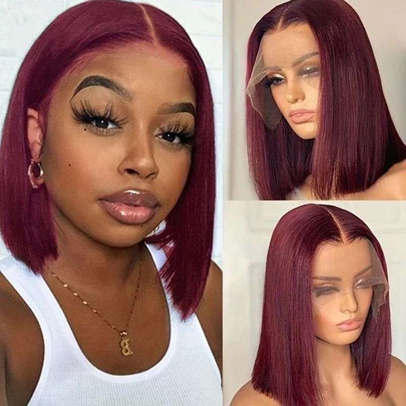 4/27 Highlight Bob Wigs Straight Lace Front Wig Human Hair Ombre F
