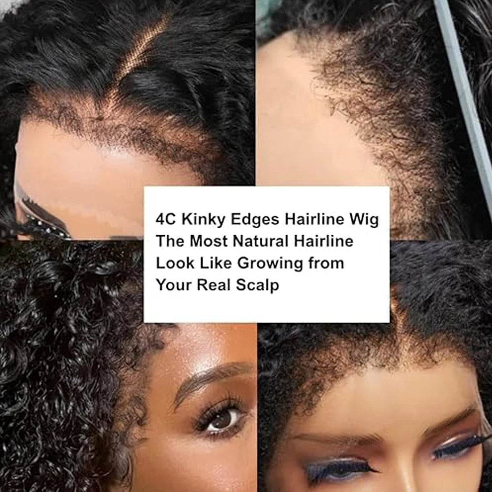 Short Bob Kinky Curly Human Hair Frontal Wig