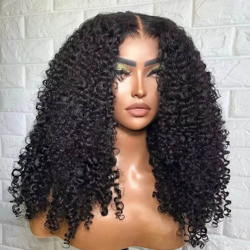 Kinky Curly Wigs Lace Frontal Wig Glueless Human Hair