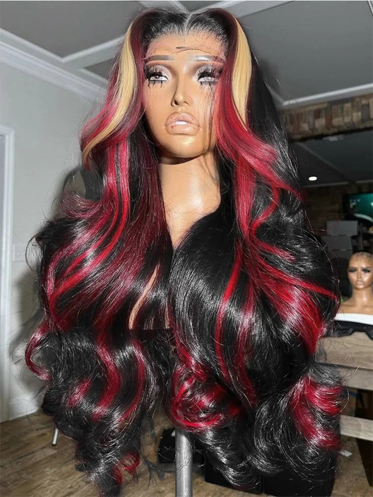 Red Wig 30 Inch Highlight 5x5 Glueless 99J Burgundy Body Wave