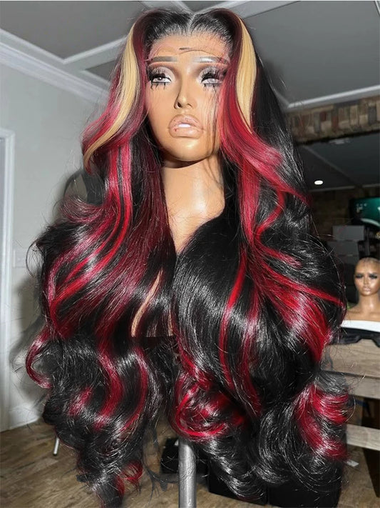 Red Wig 30 Inch Highlight 5x5 Glueless 99J Burgundy Body Wave