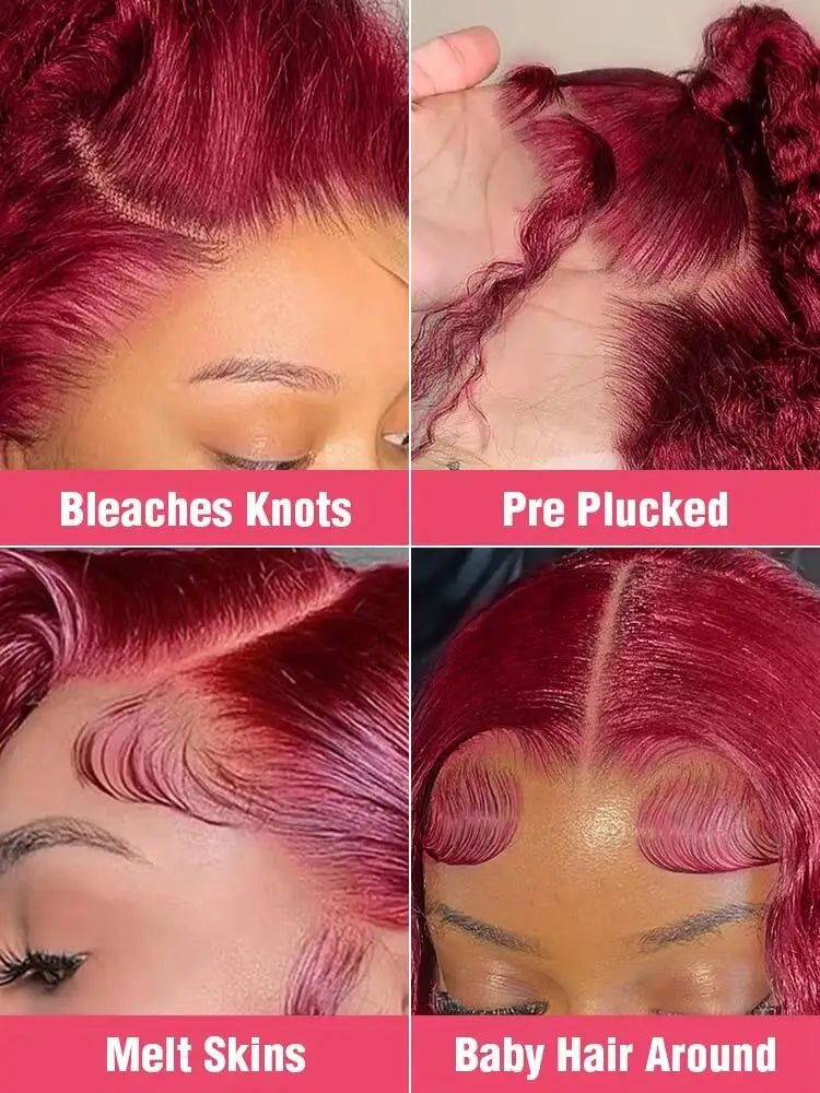 Body Wave Wig Burgundy 99J Lace Front Wig