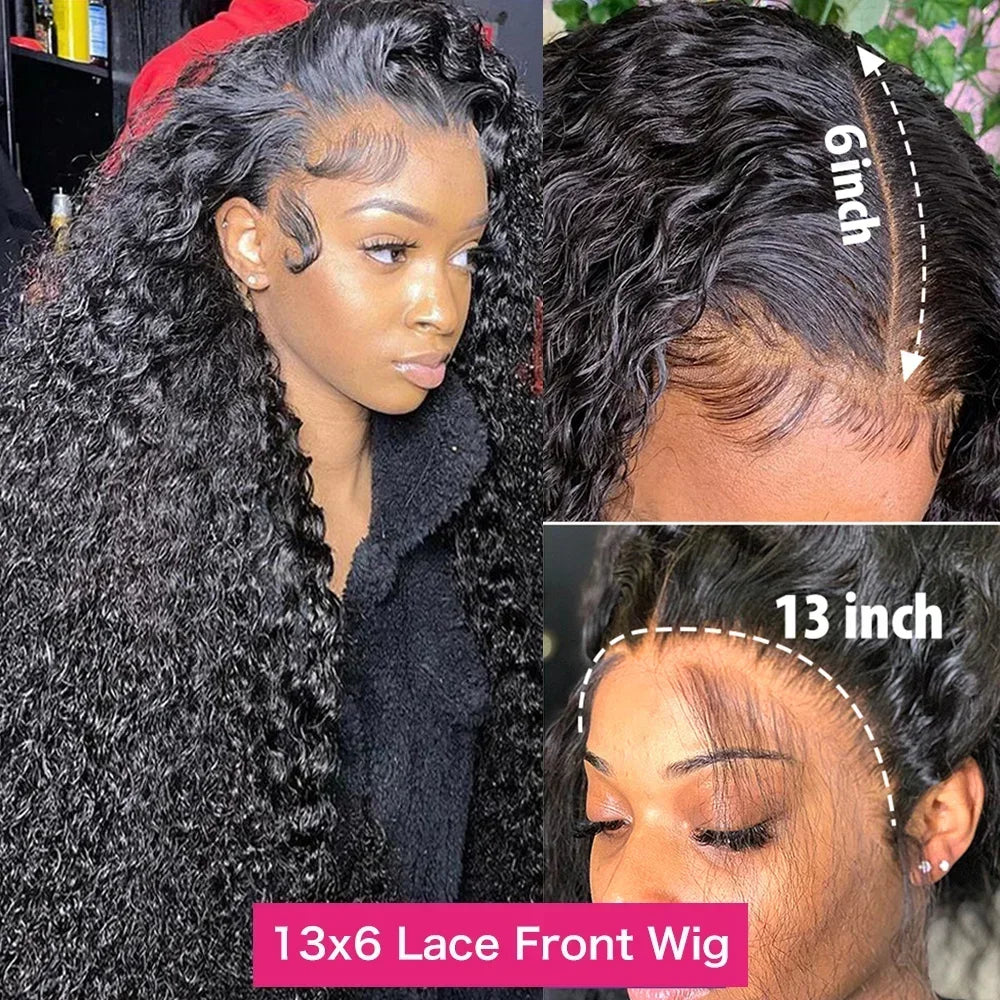 Kinky Curly Wigs Lace Frontal Wig Glueless Human Hair