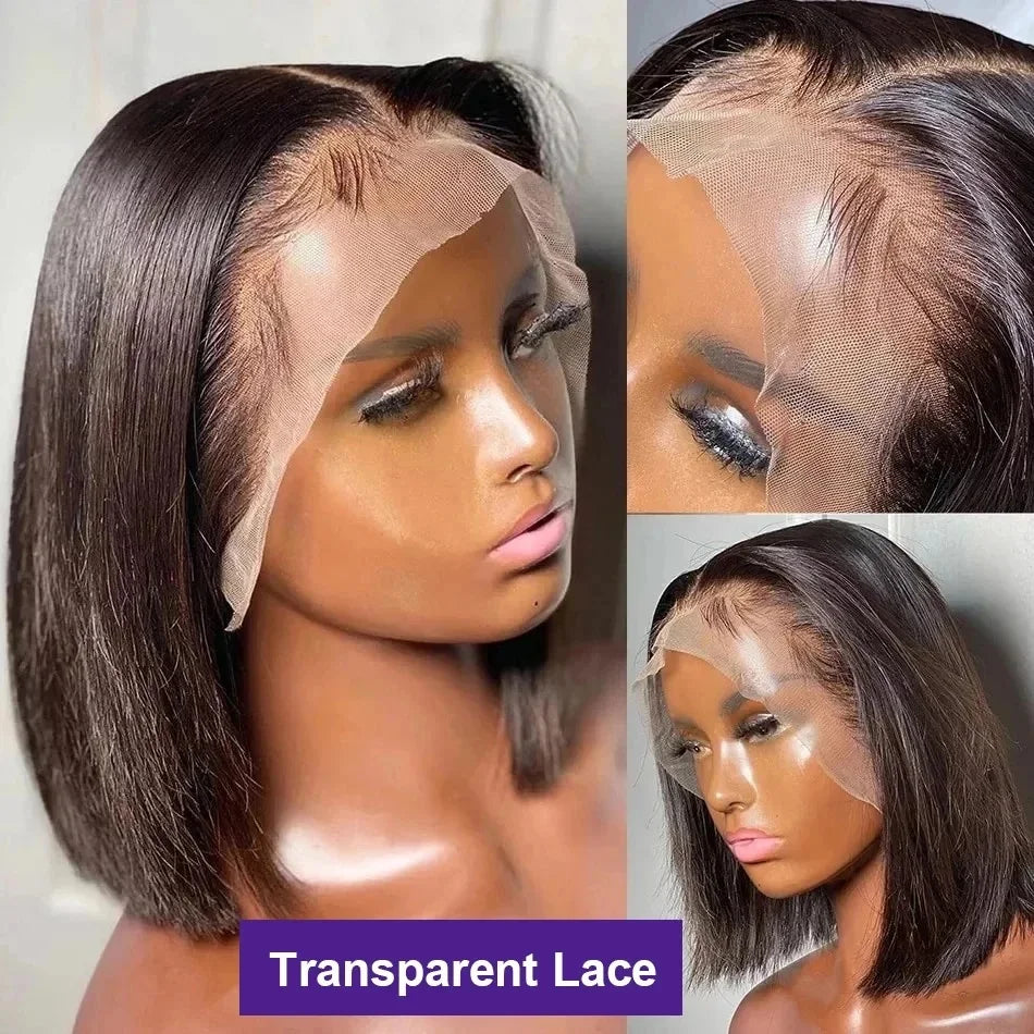 Bob Wig Human Hair Lace Front Wig 180% Density Short Straight Frontal Bob Wig