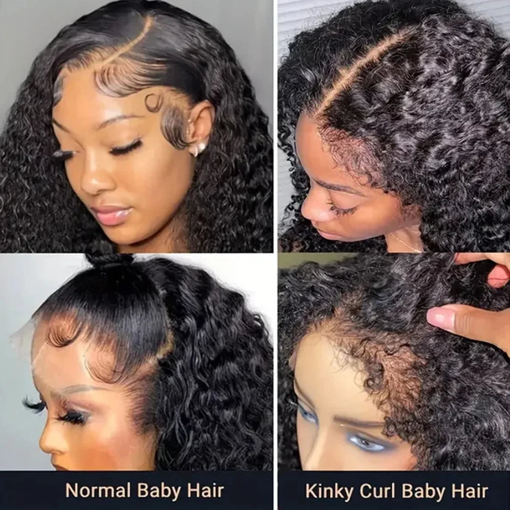 Short Bob Kinky Curly Human Hair Frontal Wig