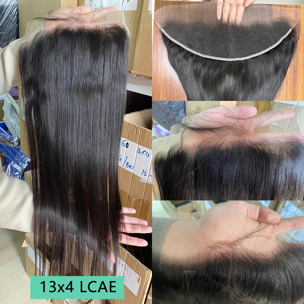 Straight Closure Human Hair Ear To Ear Transparent Frontal Lace