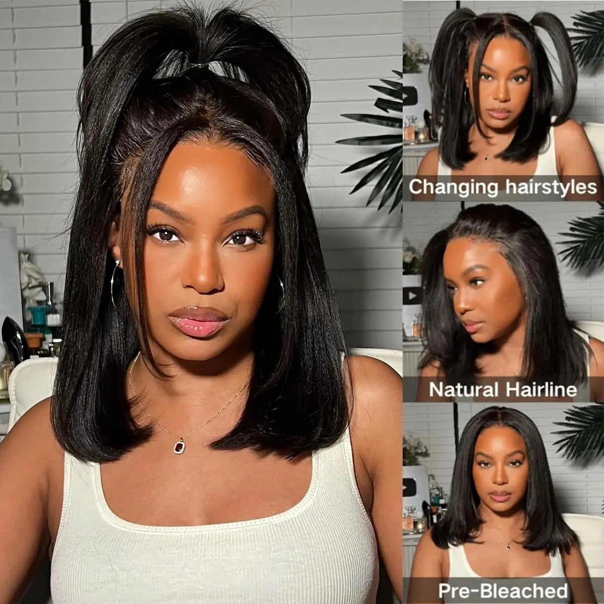 Bob Wig Human Hair Lace Front Wig 180% Density Short Straight Frontal Bob Wig